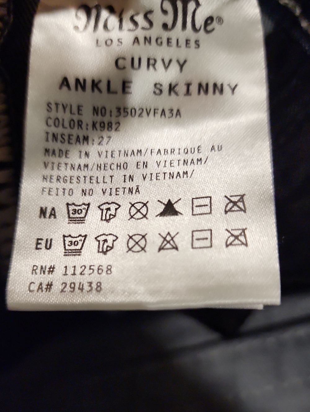 Miss Me Curvy Ankle Skinny Jeans NWOT Size 31 X 27 - Picture 8 of 10